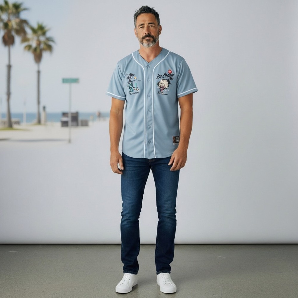 Black Pike "Ice Cream" Baseball Button Up Jersey US‎ SIZE L